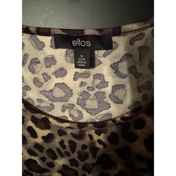 Ellos 1X (22–24) Leopard Print A-Line Knit Dress – Soft Stretch with ¾ Sleeves - Picture 4 of 6